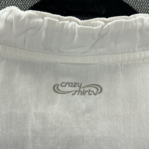 Vintage Crazy Shirtz Maui Hawaiian White Long Sleeve Pockets Shirt S Made In USA - Picture 14 of 15